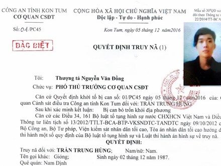 Truy nã đặc biệt đối với kẻ bắn công an trọng thương